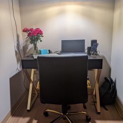 Black & Gold Desk & Chair
