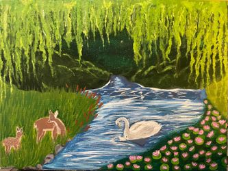 Painting-where antlers meet feathers