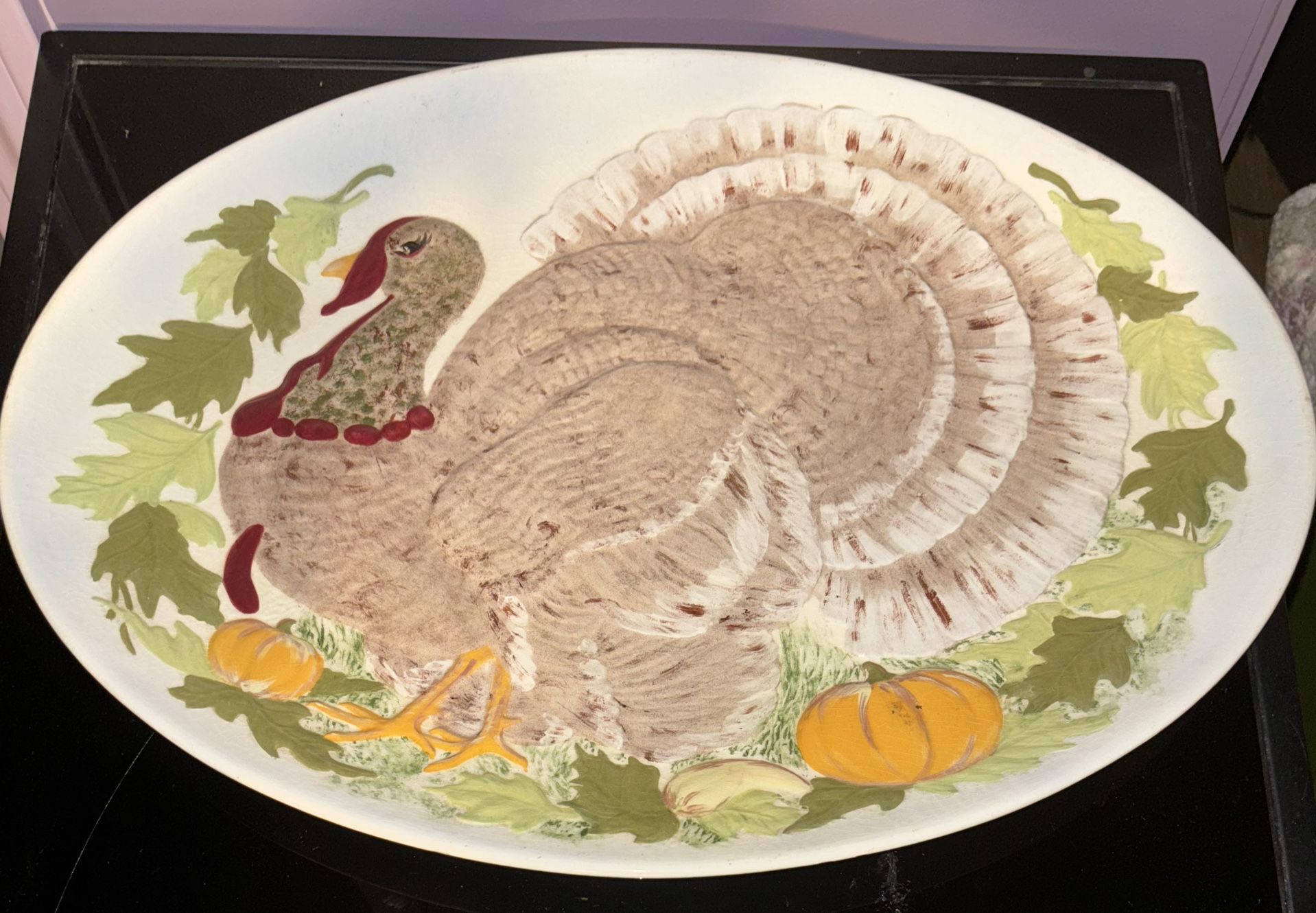 Vintage Holland Mold Thanksgiving Platter Handpainted