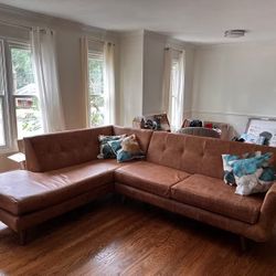 NEW Joybird Hughes Top Grain Leather Sectional 
