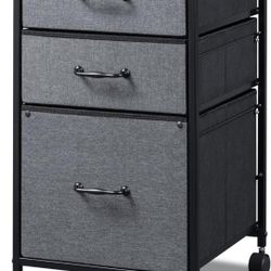 DEVAISE Mobile File Cabinet, Rolling Printer Stand with 3 Drawers, Fabric Vertical Filing Cabinet fits A4 or Letter Size for Home Office, Rustic Brown