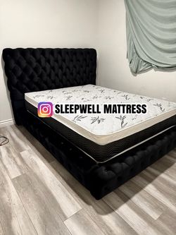 New Queen bed frame with mattress