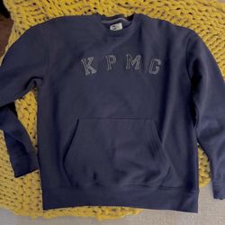 New Era K P M G Embroidered Pullover Sweatshirt,  Size Medium (Blue) 