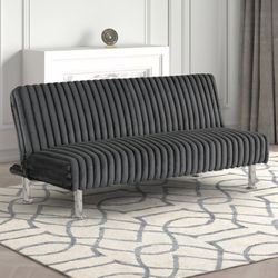 Sofa Bed Futon Charcoal Fabric, Metal Legs Chrome Finish. New Especial Price