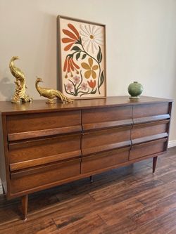 Mid Century Modern Nine Drawer Dresser By Bassett