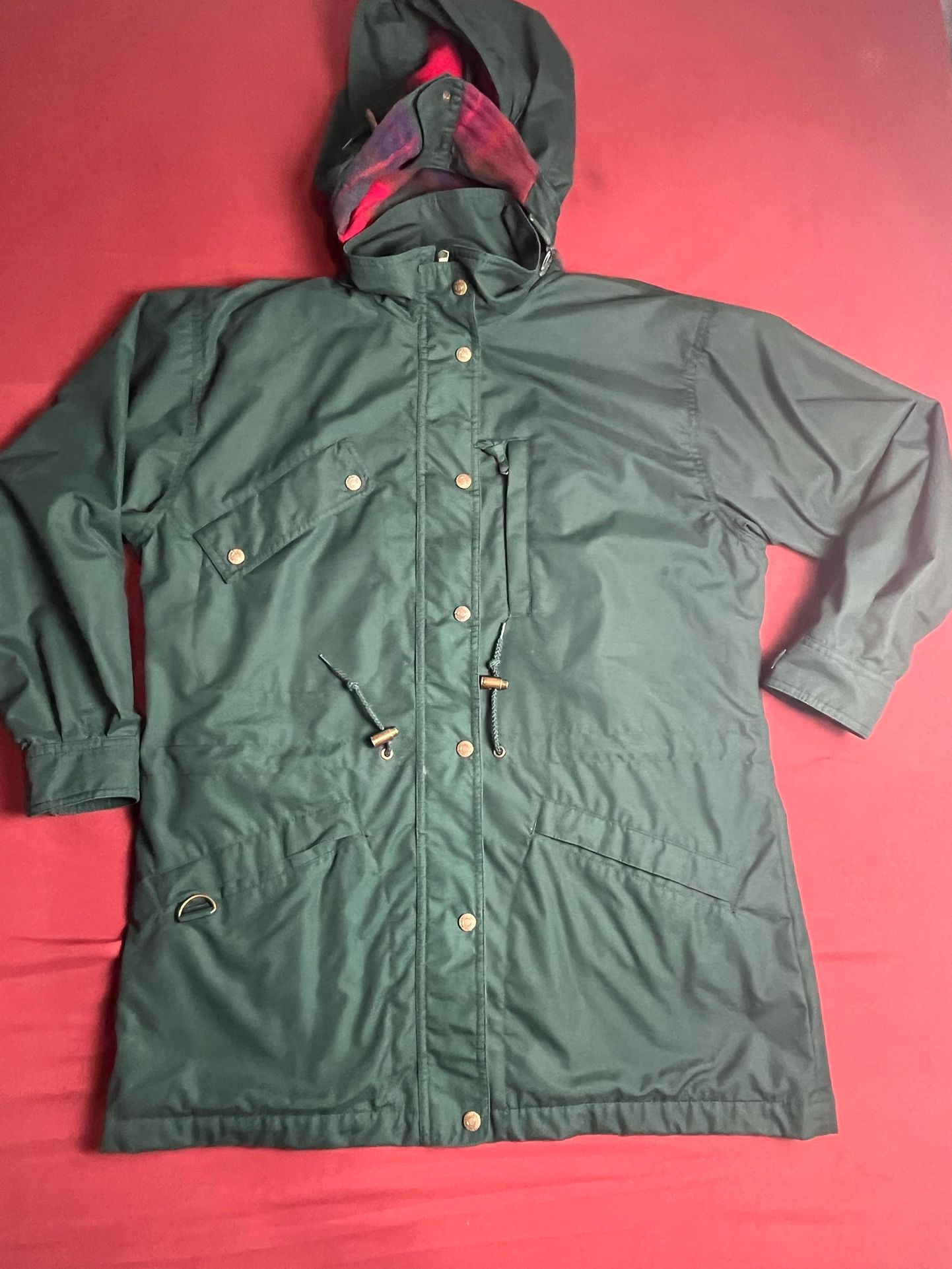 Vintage Eddie Bauer Jacket & Hoodie MensGreen Long Sz(M) Wool Lined Canvas Chore