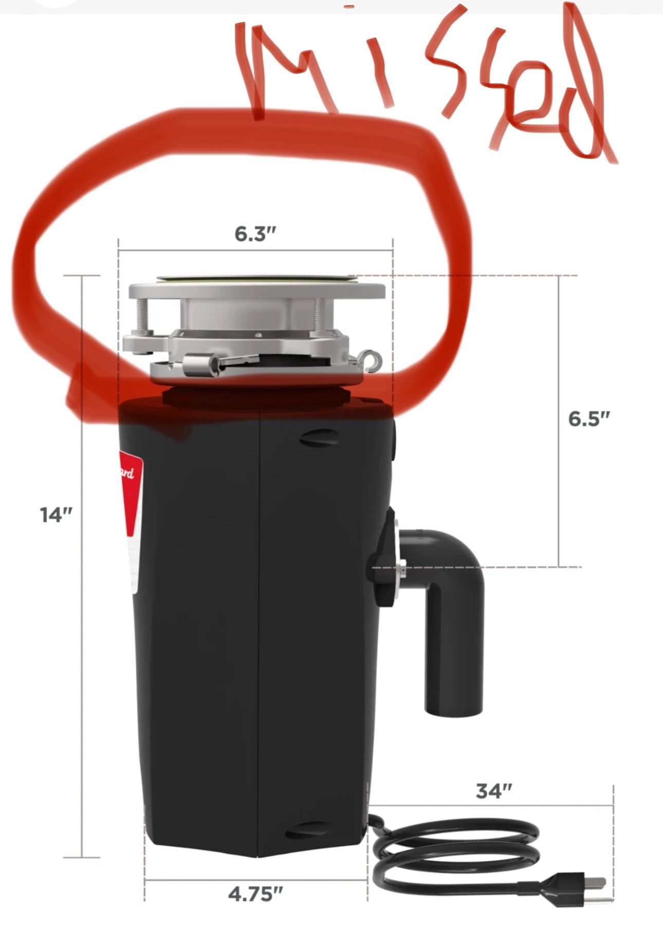 American Standard Slim Line 1.25HP Food Waste Disposer Missed Part - Cover!