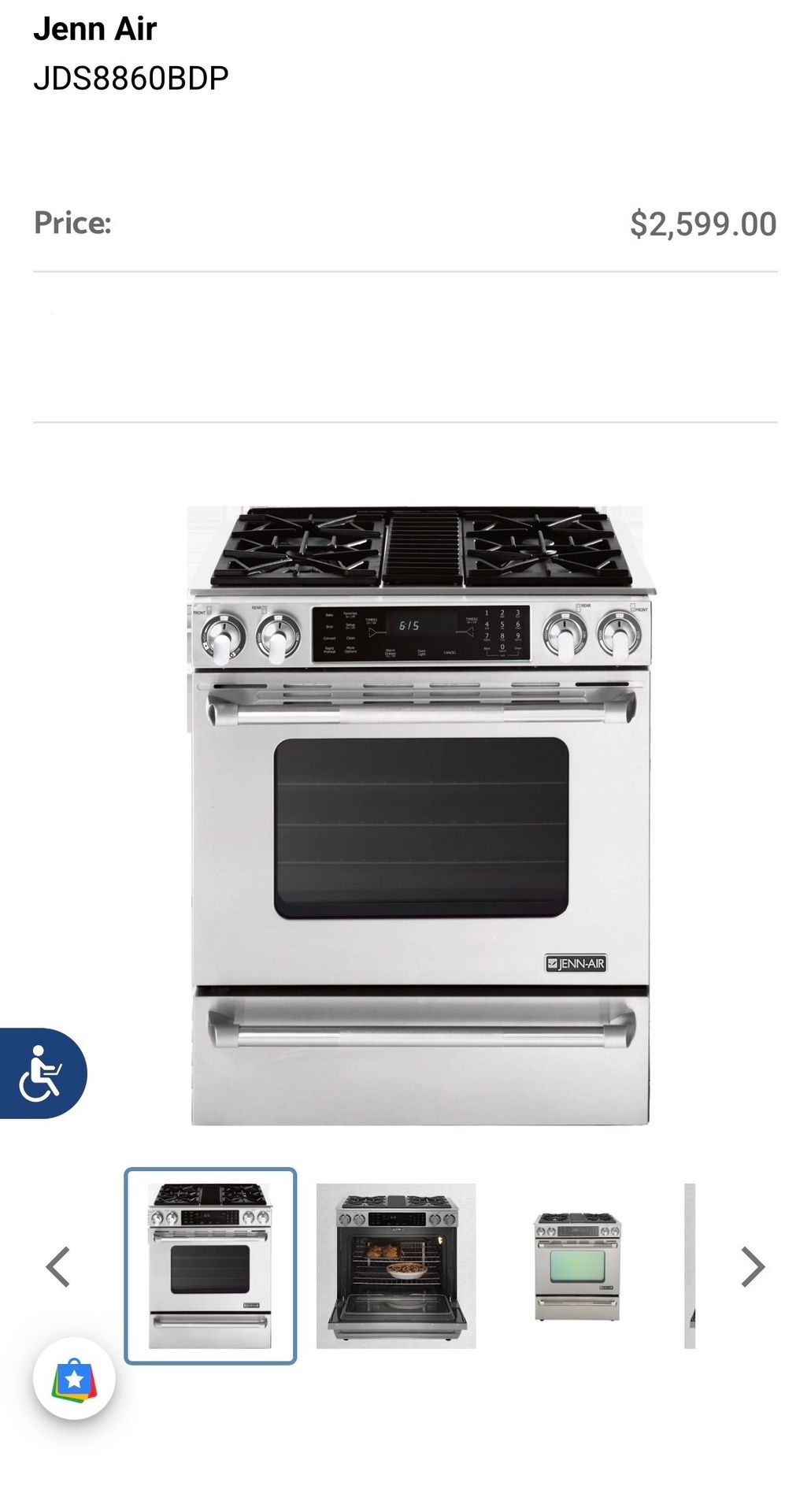 Jenn-Air Stove Has Range/Oven 30" Slide In stove 4 burner