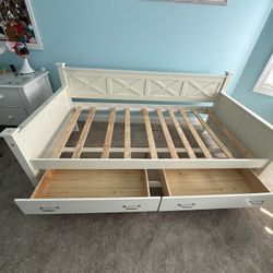 Twin Bed With Storage White