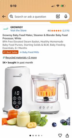 Grownsy Baby Food Maker, Steamer & Blender Baby Food Processor