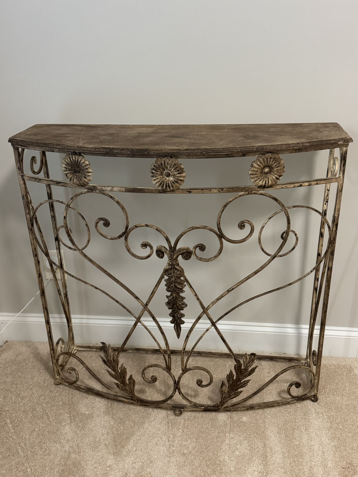 SCROLLED WROUGHT IRON CONSOLE TABLE