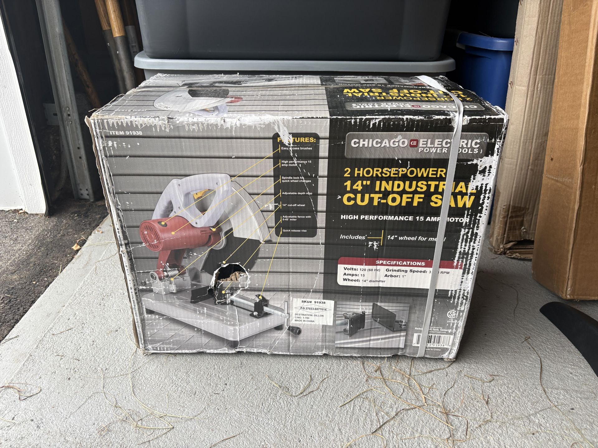 New! Chicago Electric Power Tools 14” Heavy Duty Cut-off Saw 2 Horsepower