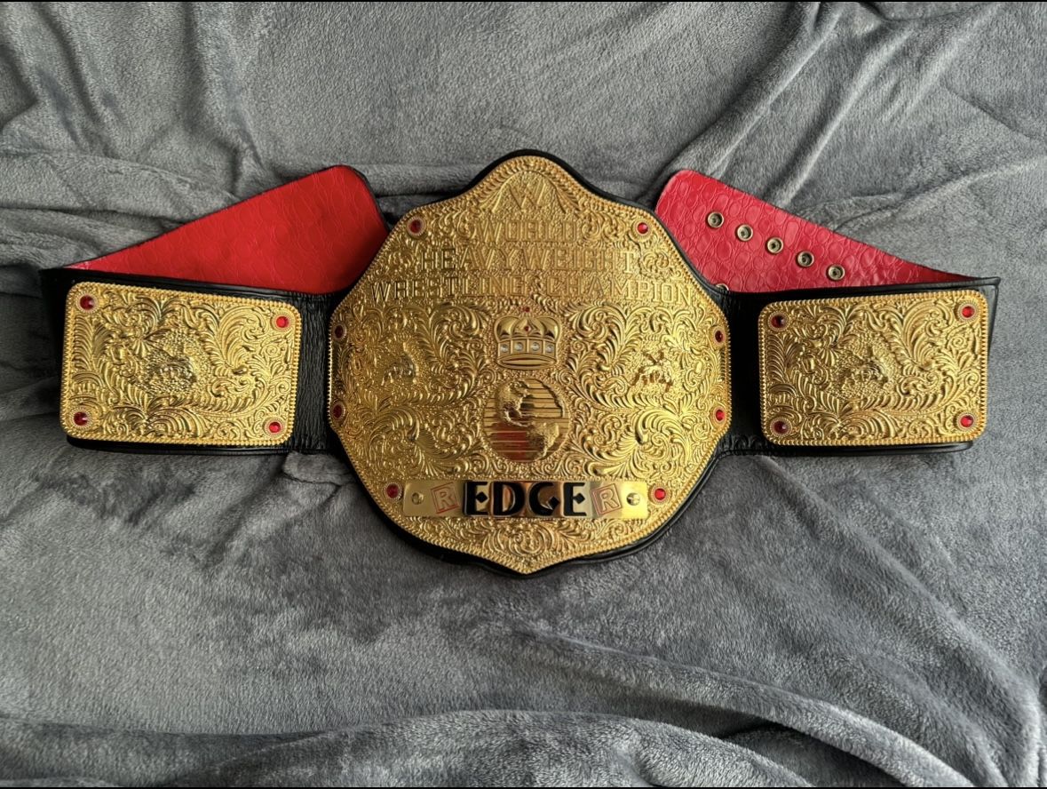 NAWAZ CNC 3D BIG GOLD WORLD HEAVYWEIGHT CHAMPIONSHIP TITLE BELT WITH WWE LOGO