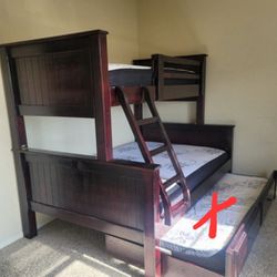 Twin Over Full With Twin Trundle Bunk Bed 