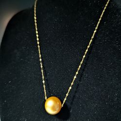 13mm Golden South Sea Pearl 18k gold necklace