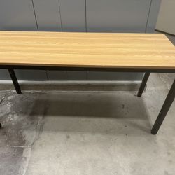 Computer Writing Desk 63 inch, Modern Simple Style PC Table, Black Metal Frame, Sturdy Home Office Table, Oak. 63-23.5-30 40$ cash 