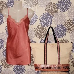 Victoria's Secret Nighty Paired With Victoria's Secret Large Weekender Bag