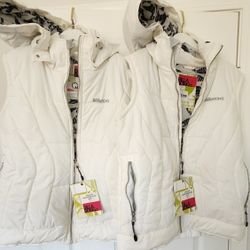 *2* NEW w/Tags BILLABONG Waterproof WHITE All-Weather Proof JACKET VESTS w/Hood | Unisex