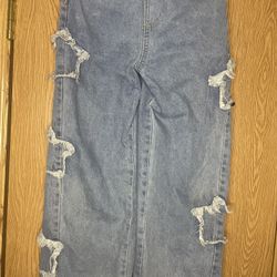 Romano Girls Baggy Jean Pants W/stars Size 10/12