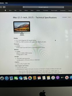 iMac (21.5-inch, 2017) - Technical Specifications