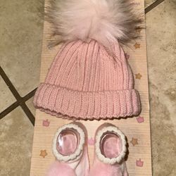 Baby Girls Hat And Sock Set New