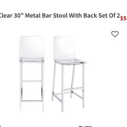 CB2 Clear 30” Metal Bar Stool Set 
