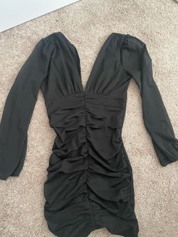 Mini black dress v neck