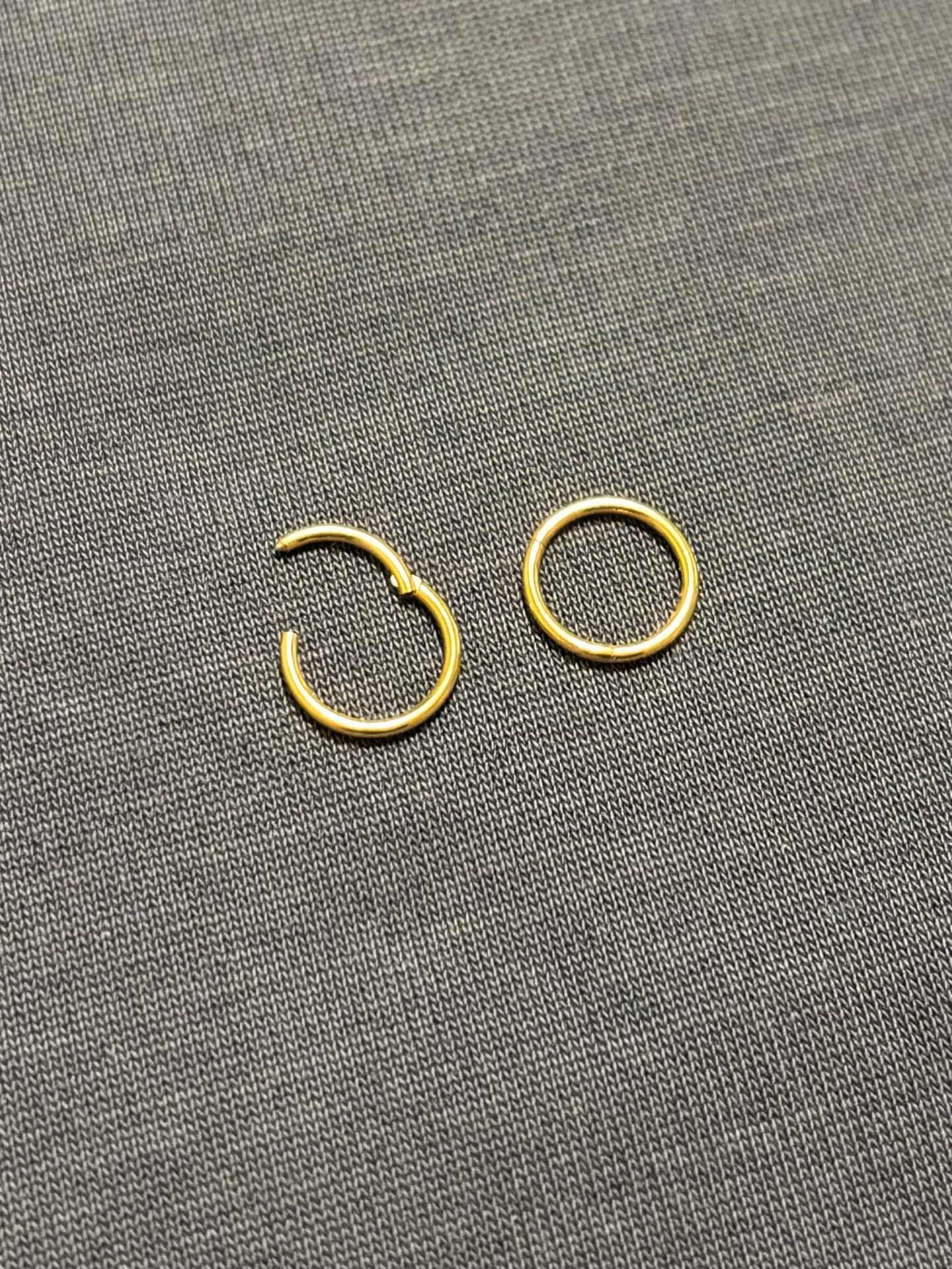 Gold Hoop Titanium Clicker Nose Ring 8mm Pack of 2