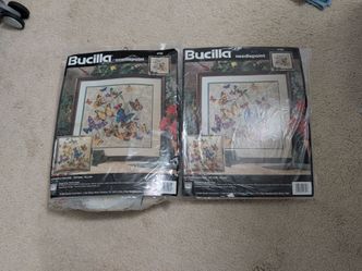 [Vintage Pair] Bucilla Needlepoint Kit #4702 - Pair of 2 for Matching Pillows