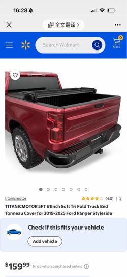TITANICMOTOR 5FT 61Inch Soft Tri Fold Truck Bed Tonneau Cover for 2019-2025 Ford Ranger Styleside
