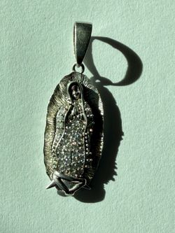 Silver & Moissanite Virgin Mary Guadalupe Pendant