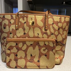 MCM Medium Anya Shopper Tote Cognac