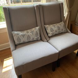 Pair of Chairs with Lumbar Pillows 28”w 23”sd x 18”sigh x 32”d x 4-0”h Smoke free household