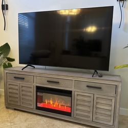MODERN TV STAND WITH FIREPLACE NEW