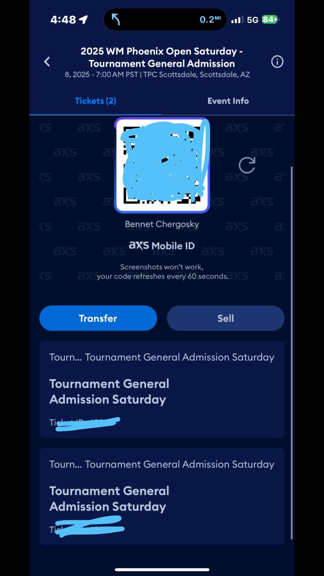 Waste Management Tickets 2 General Admission Saturday 