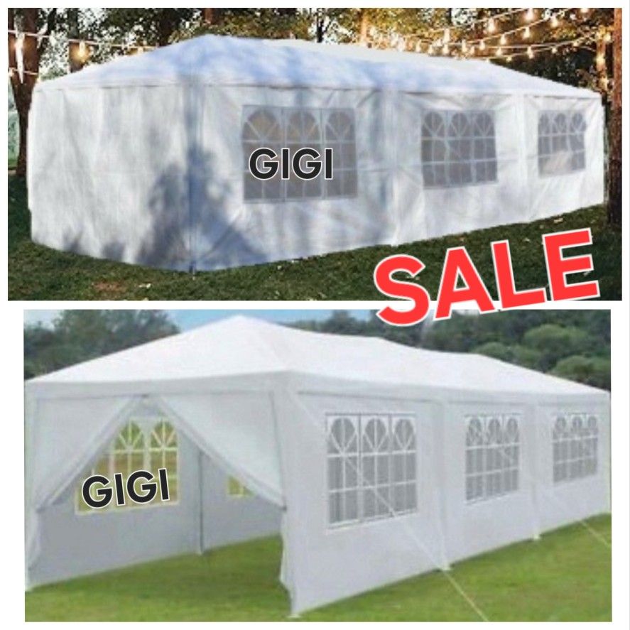 White Outdoor Gazebo Canopy Tent 8 Removable Walls 10'x30'x8.5', for Wedding Tent Party Tent Meeting Tent Camping Tent Commercial Use Backyard Events