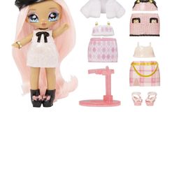 New Na Na Na Mini Ultimate Surprise Kitty Katwood 4" Mini Fashion Doll Kitty Inspired w/ 10 Mystery Fashions, Balloon Popping Confetti Surprises, Pose
