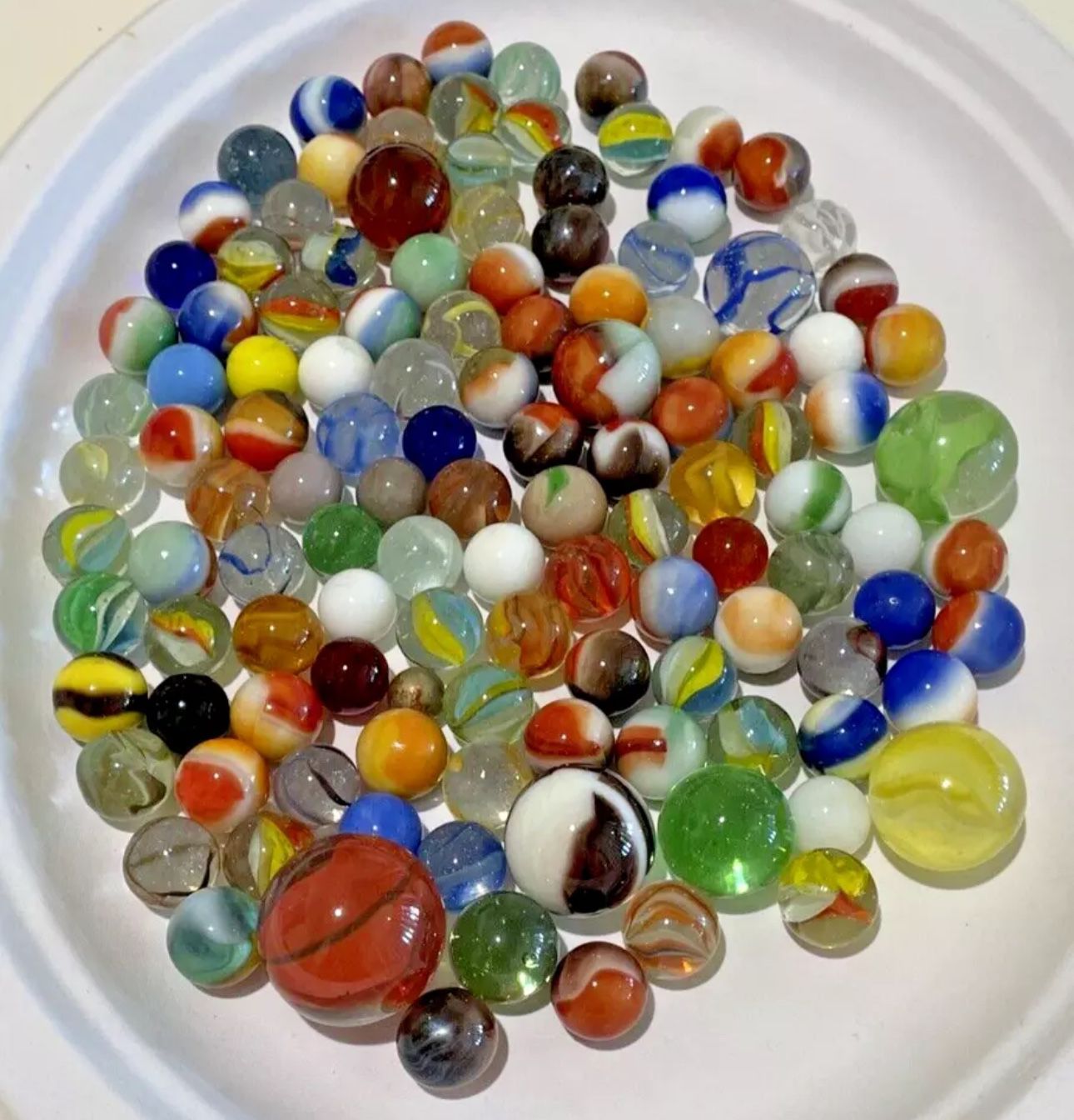 Vintage Mixed Lot Glass Toy Marbles More Than 100 Units 1.53 lb
