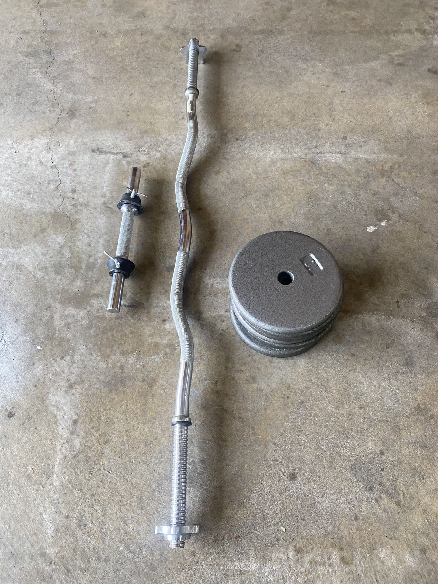 Curl Bar And Weights