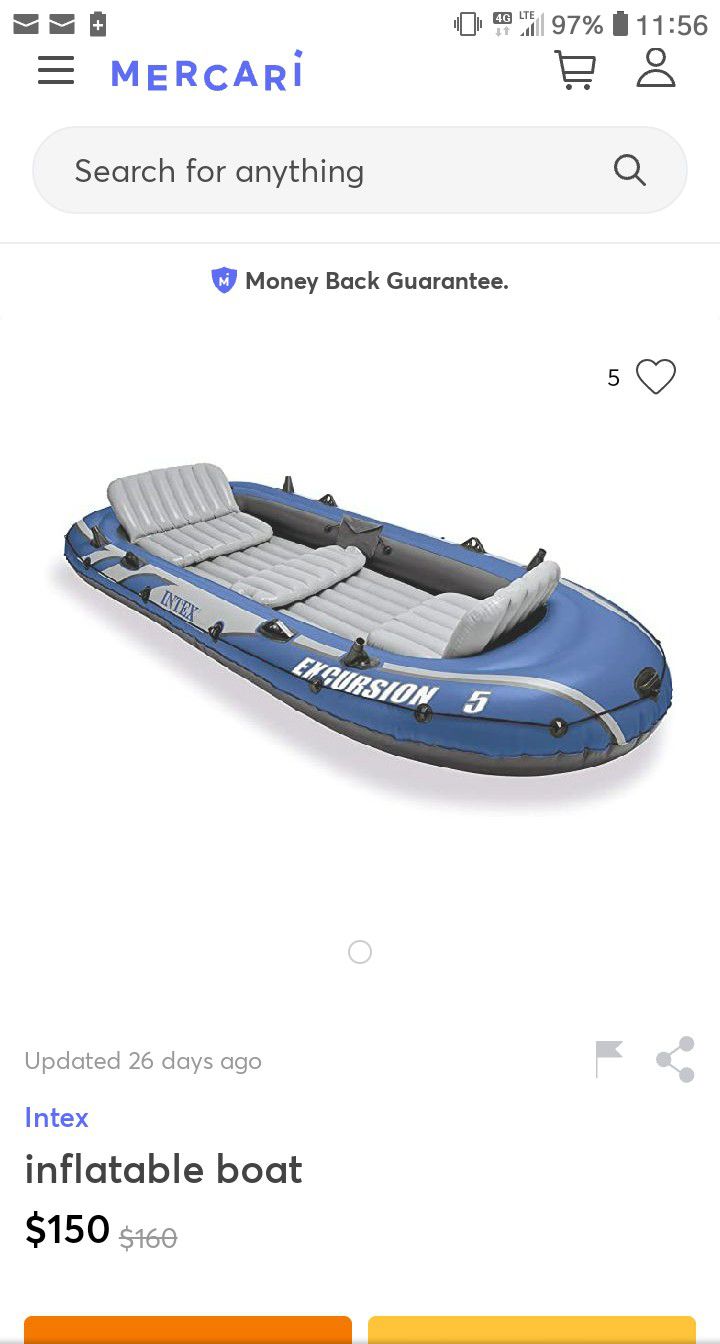 Intex Excursion 5 inflatable boat with outboard motor mount