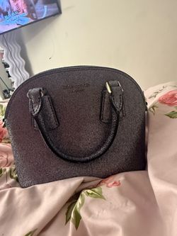 kate spade glittery gunmetal mini dome satchel