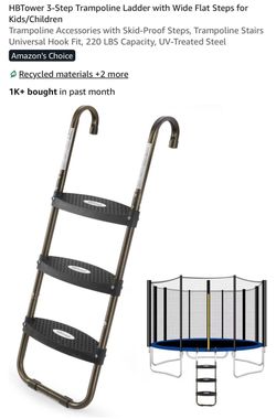 3-Step Trampoline Ladder with Wide Flat Steps