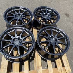 Volk Racing CE28 Style Hyper Black Flow Forming Wheels 18in 8.5J +38 (5x114.3) New Set of 4 Rims