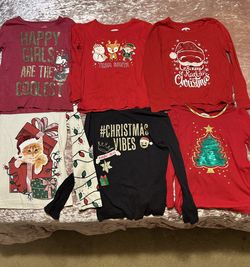 6 Girls Christmas Long Sleeve Shirts-5T