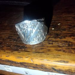 Mens ace card ring silver