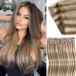 Seamless Clip In Human Hair Extensions Ash Blonde