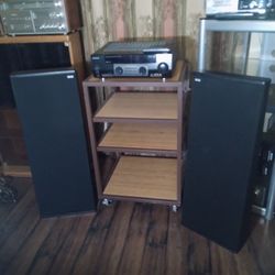 DCM Timeframe TF400 Tower Home Speakers & Kenwood Receiver With Remote 