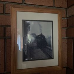 Train Photo, Framed In Oak 