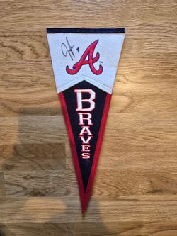 Vintage Atlanta Braves Felt Pennant Signed by Jeff Francoeur #7