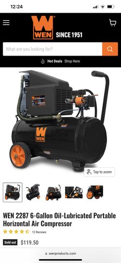 WEN 2287 6-Gallon Oil-Lubricated Portable Horizontal Air Compressor — WEN  Products